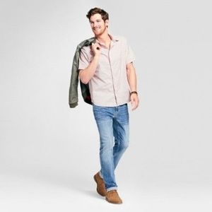GOODFELLOW Red Short Sleeve Button-Down Shirt NEW